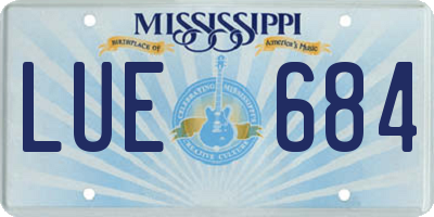 MS license plate LUE684