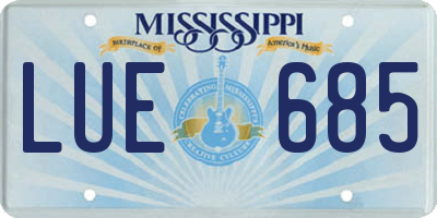 MS license plate LUE685