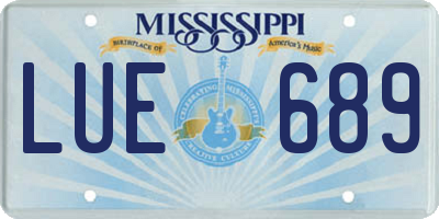 MS license plate LUE689