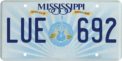 MS license plate LUE692