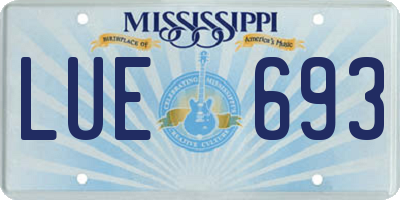 MS license plate LUE693