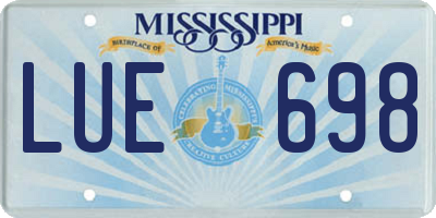 MS license plate LUE698