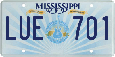 MS license plate LUE701