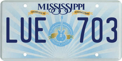 MS license plate LUE703