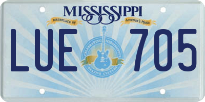 MS license plate LUE705