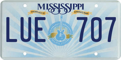 MS license plate LUE707