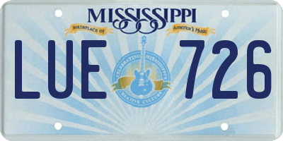 MS license plate LUE726