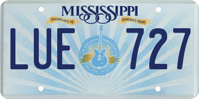 MS license plate LUE727