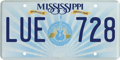 MS license plate LUE728