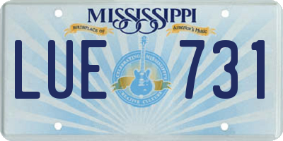 MS license plate LUE731