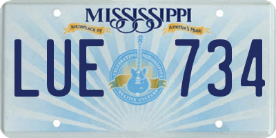 MS license plate LUE734