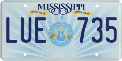 MS license plate LUE735