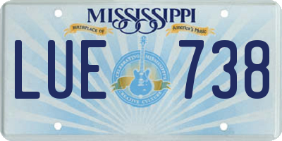 MS license plate LUE738
