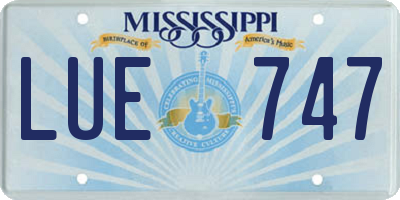 MS license plate LUE747