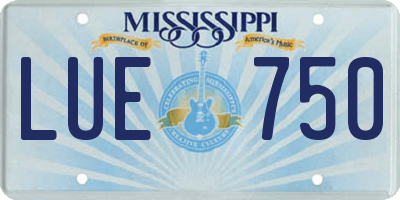 MS license plate LUE750