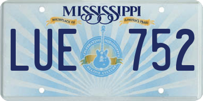 MS license plate LUE752