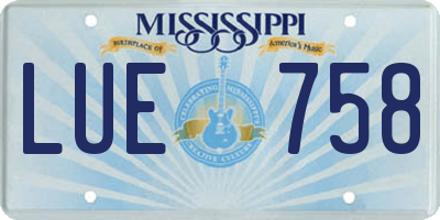 MS license plate LUE758