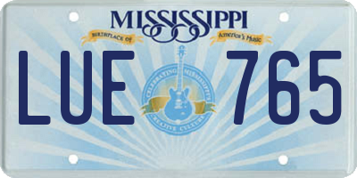 MS license plate LUE765