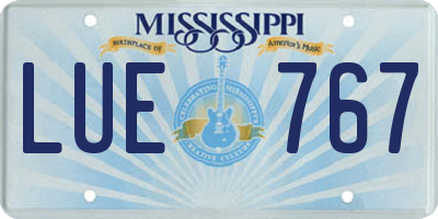 MS license plate LUE767