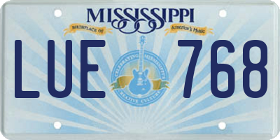 MS license plate LUE768