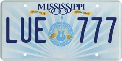 MS license plate LUE777