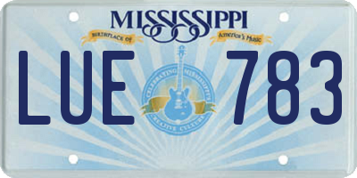 MS license plate LUE783