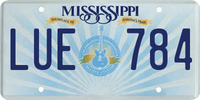 MS license plate LUE784