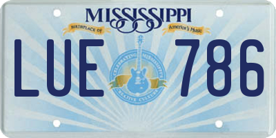 MS license plate LUE786