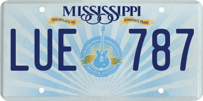 MS license plate LUE787