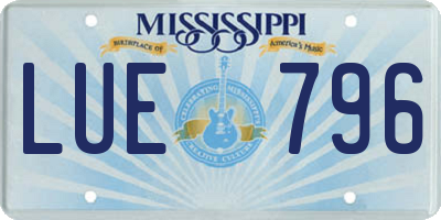 MS license plate LUE796