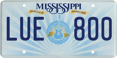 MS license plate LUE800