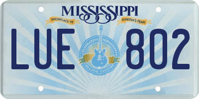 MS license plate LUE802