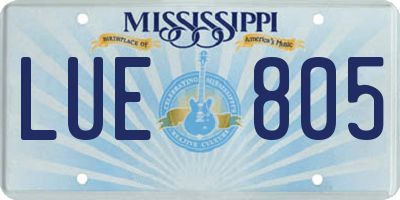 MS license plate LUE805