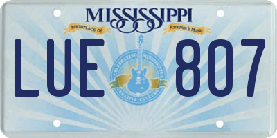 MS license plate LUE807