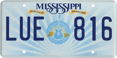 MS license plate LUE816