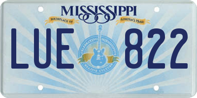MS license plate LUE822