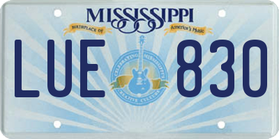 MS license plate LUE830