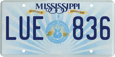 MS license plate LUE836