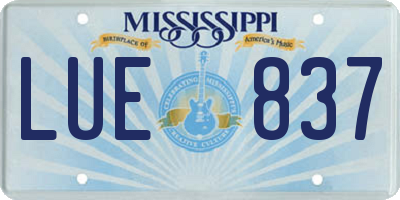 MS license plate LUE837