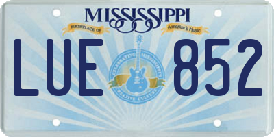 MS license plate LUE852