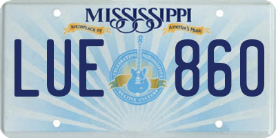 MS license plate LUE860