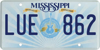 MS license plate LUE862