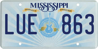 MS license plate LUE863
