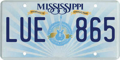 MS license plate LUE865