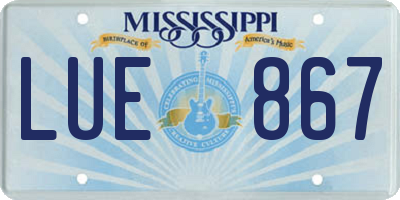 MS license plate LUE867