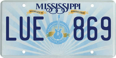 MS license plate LUE869