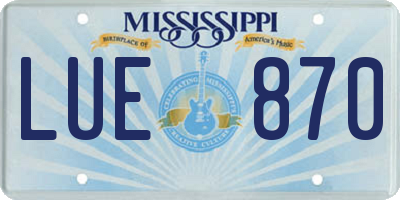 MS license plate LUE870