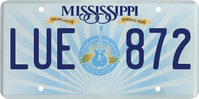 MS license plate LUE872