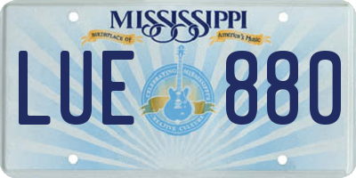 MS license plate LUE880