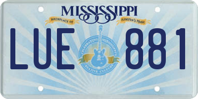 MS license plate LUE881